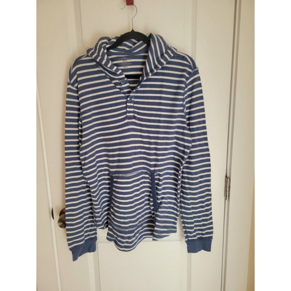Light Blue & White Beach Summer Hoodie Sz M Coastal Nautical